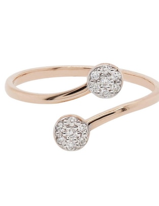Anillo de flor 14 k de oro rosa diamante brillante