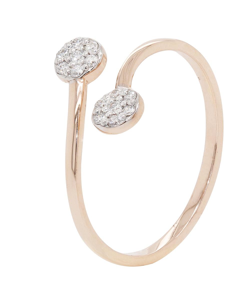 Anillo de flor 14 k de oro rosa diamante brillante