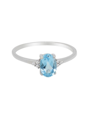 Anillo ovalado de oro blanco topacio brillante 1