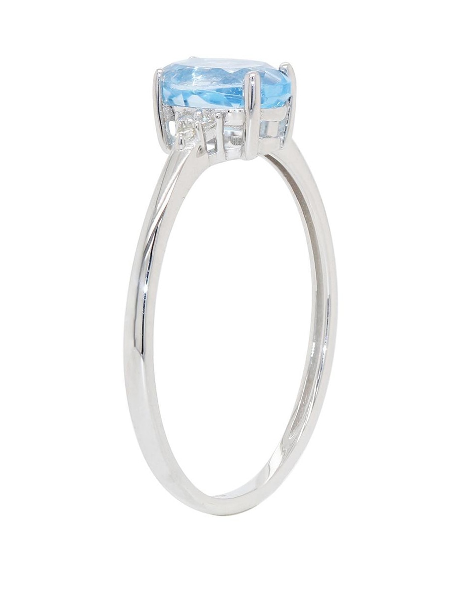 Anillo ovalado de oro blanco topacio brillante 2