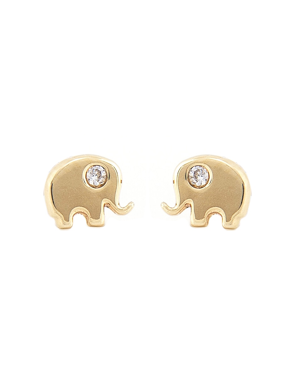 Broqueles Roca de oro blanco 14 K zirconia