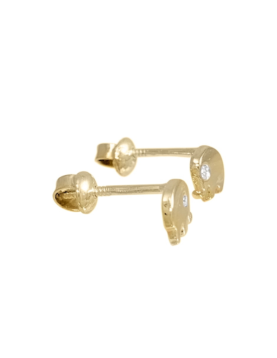 Broqueles Roca de oro blanco 14 K zirconia