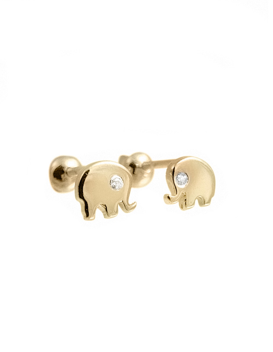 Broqueles de oro blanco 14 K zirconia