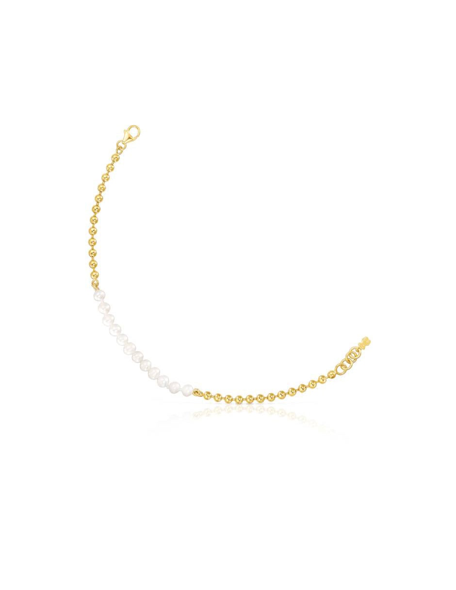 Pulsera con perla p 925 con acabado baño de oro 4