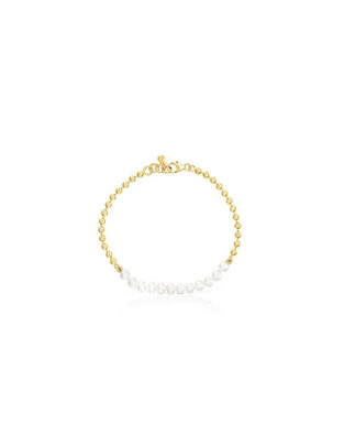 Pulsera con perla p 925 con acabado baño de oro 1