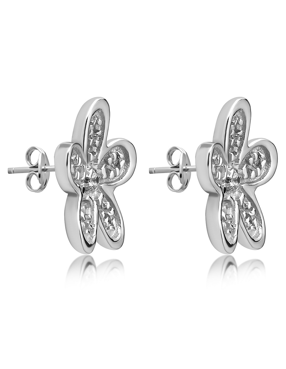 Broqueles de flor de oro 14 K con acabado pavé diamante