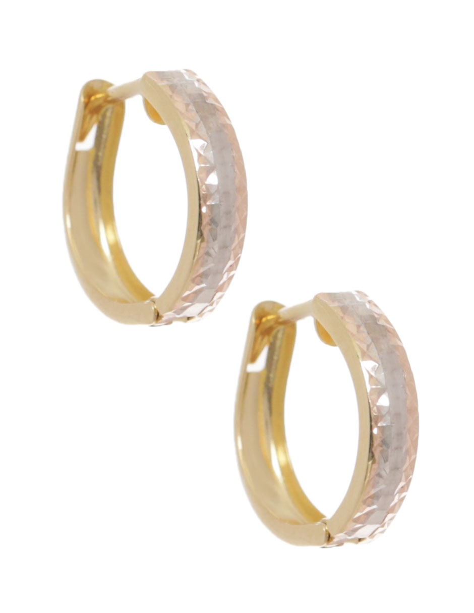 Arracadas de oro amarillo 14 K con acabado martillado 4