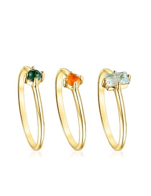Anillo Good Vibes P 925 de plata vermeil malaquita brillante
