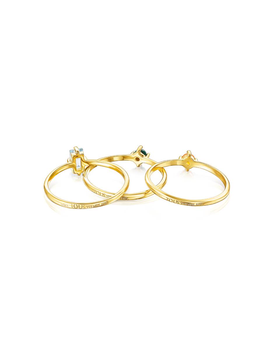 Anillo Good Vibes P 925 de plata vermeil malaquita brillante