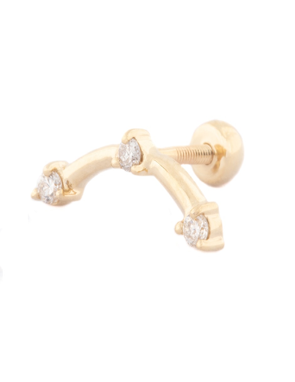 Piercing de media luna de oro amarillo 14 K con acabado brillante diamante