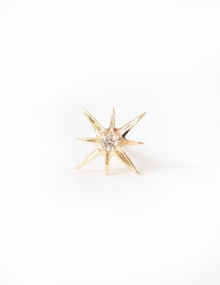 Piercing de estrella de oro amarillo 14 K con acabado brillante diamante 1