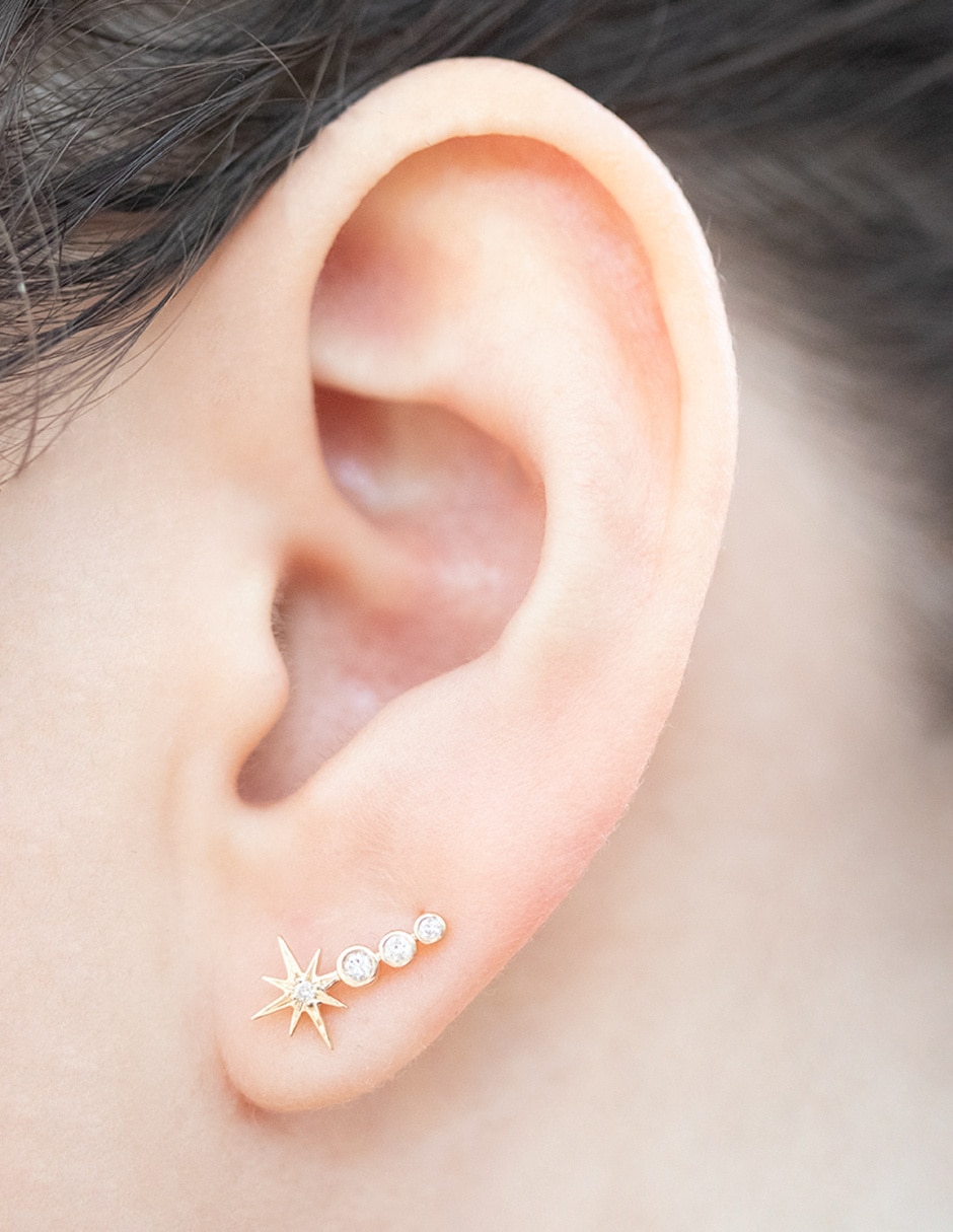 Piercing de círculo de oro amarillo 14 K con acabado brillante diamante 2