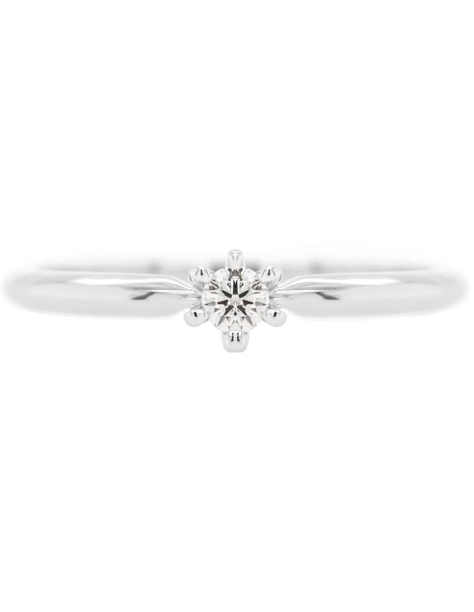 Solitario de oro blanco 14 k diamante