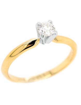 Solitario 14 k diamante