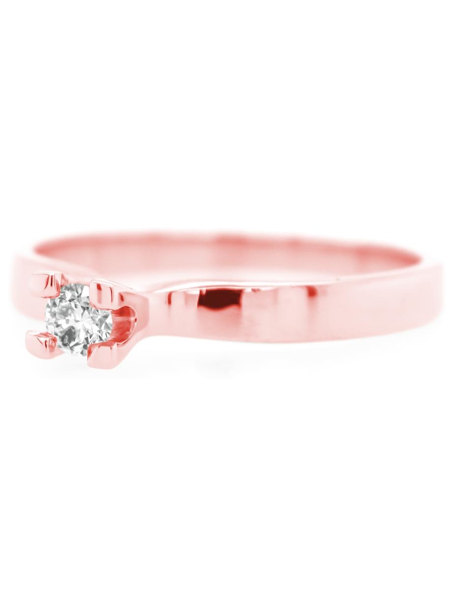 Solitario de oro rosa 14 k diamante