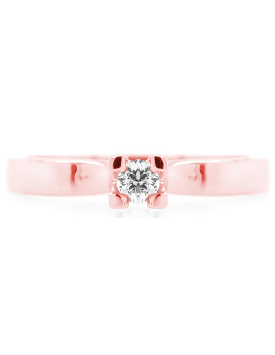 Solitario de oro rosa 14 k diamante