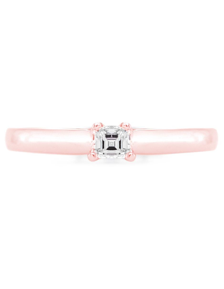 Solitario de oro rosa 14 k diamante 3
