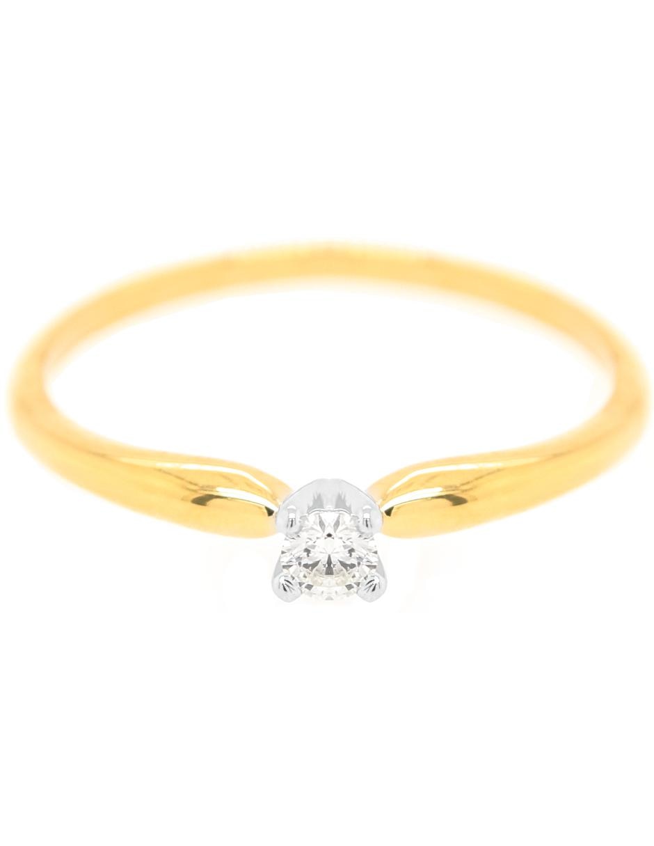 Solitario 14 k diamante 2