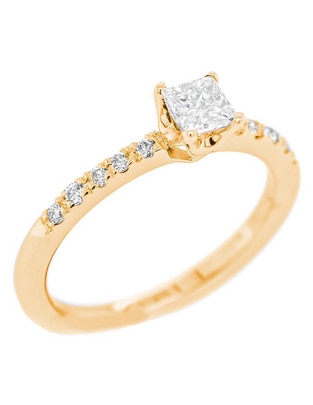 Solitario 14 k diamante