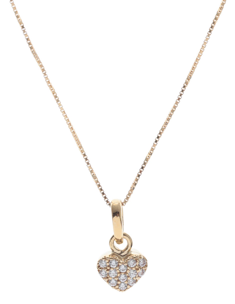 Colgante y dije de corazón Otoño de oro 14 K zirconia 3