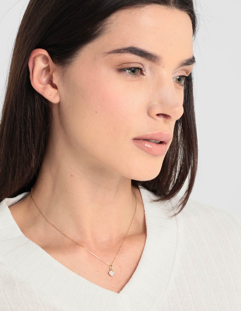 Colgante y dije de corazón Otoño de oro 14 K zirconia Colgante y dije de corazón Otoño de oro 14 K zirconia
