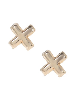 Broqueles de cruz de oro amarillo 14 K con acabado brillante 1