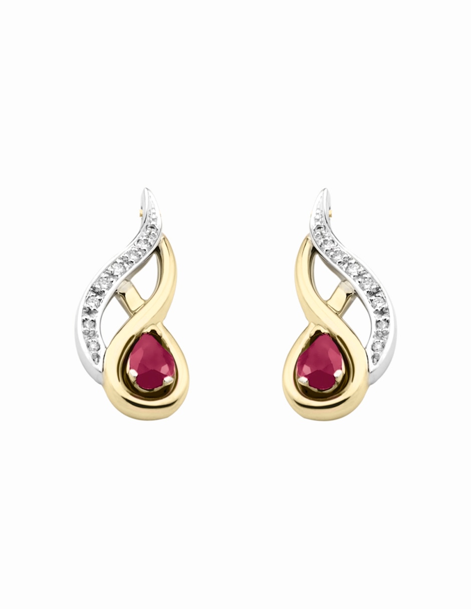 Aretes Fascinare de oro con acabado espejo rubí 2