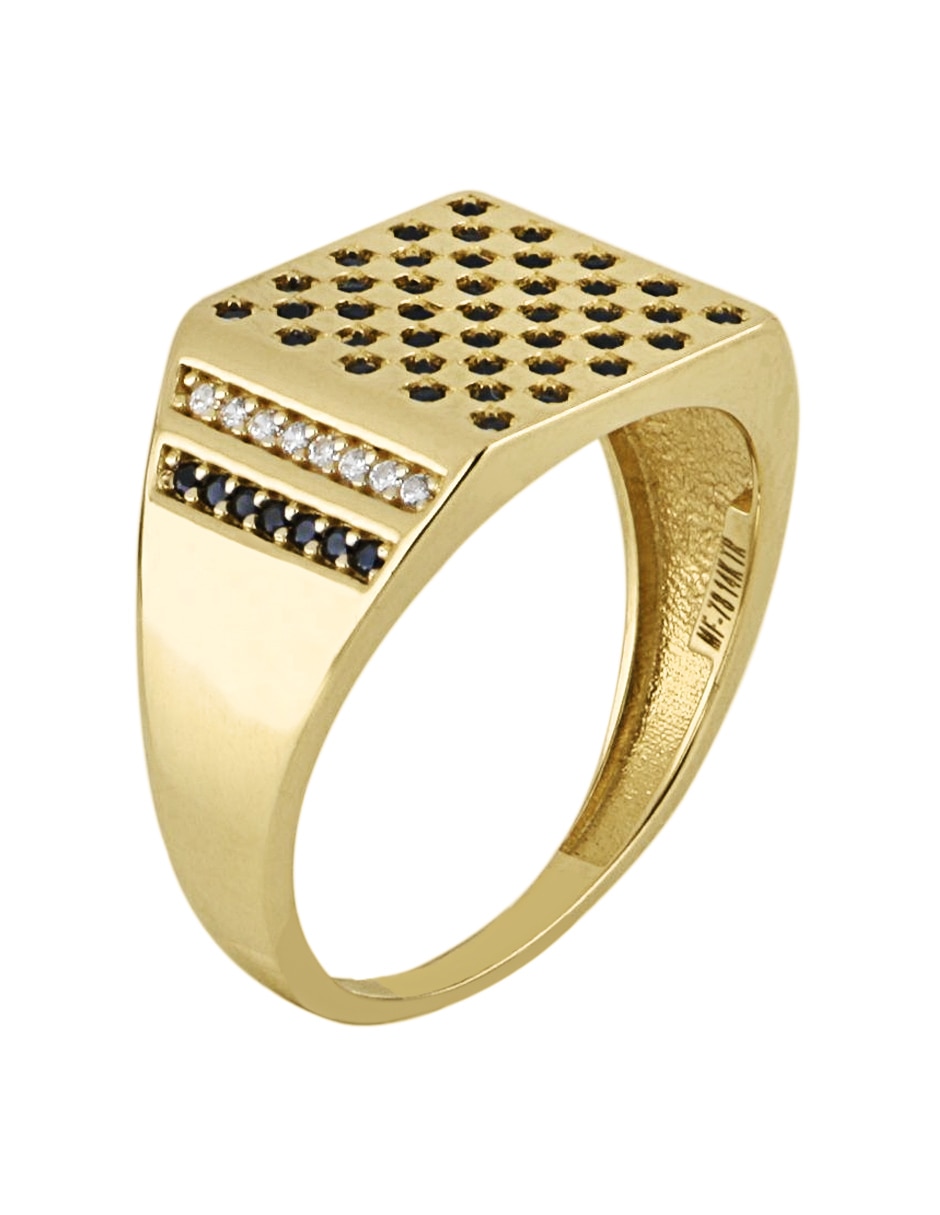Anillo 14 k de oro amarillo zirconia pavé