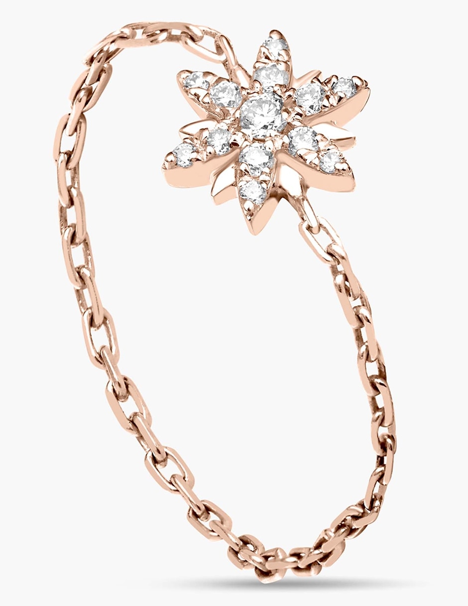 Anillo de flor 14 k de oro diamante diamantado 4