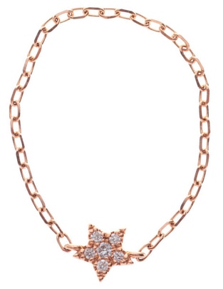 Anillo de estrella 18 k de oro rosa diamante brillante