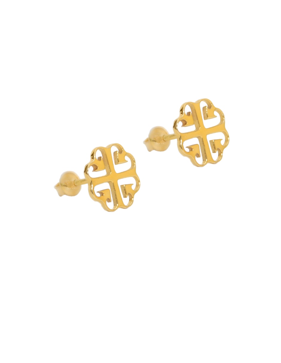 Broqueles de oro amarillo 14 K con acabado liso 3