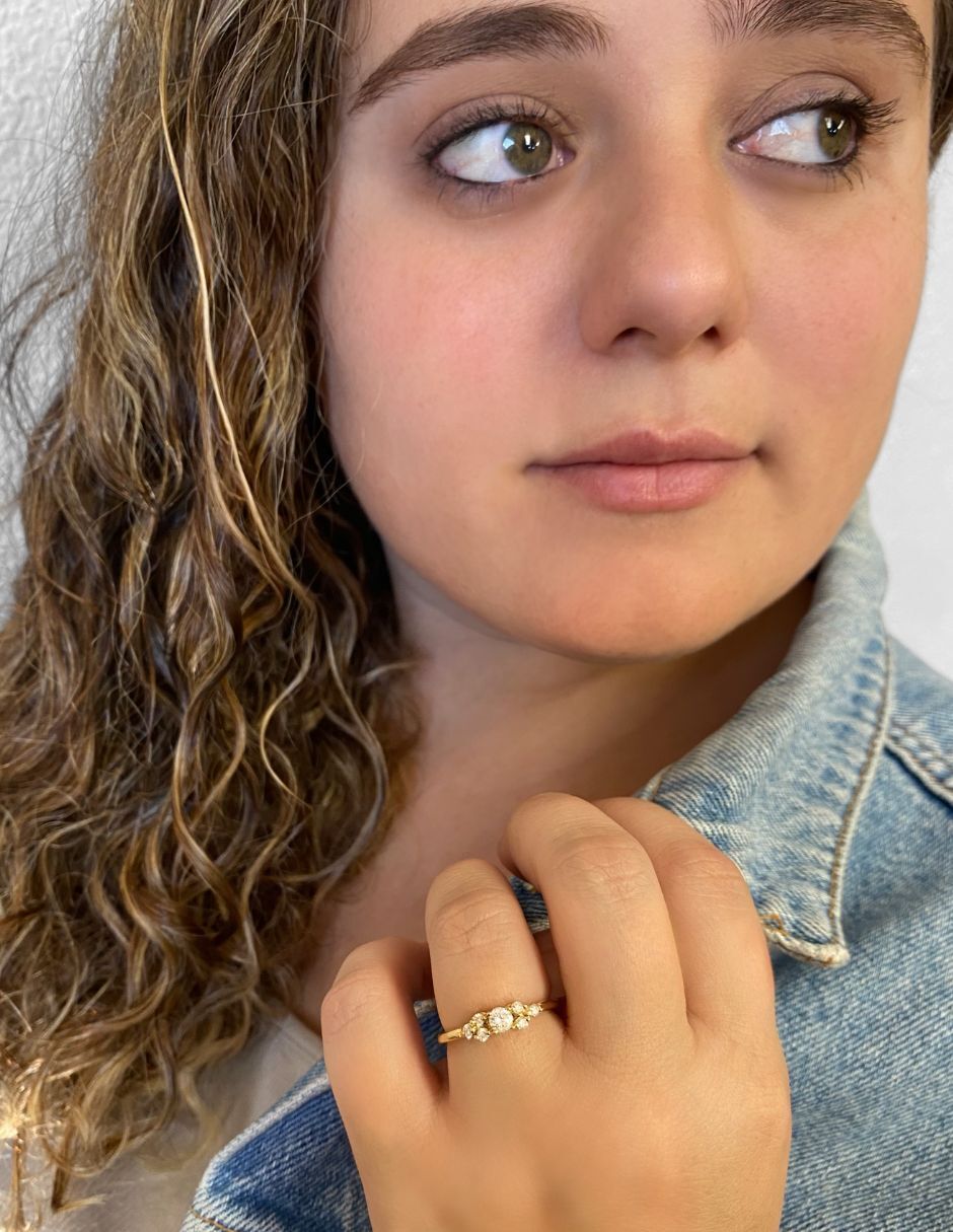 Anillo de compromiso de oro 14 k diamante 2