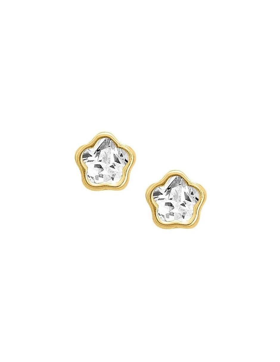 Broqueles de flor de oro 10 K con acabado brillante