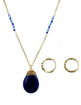 Aretes y collar 14 k