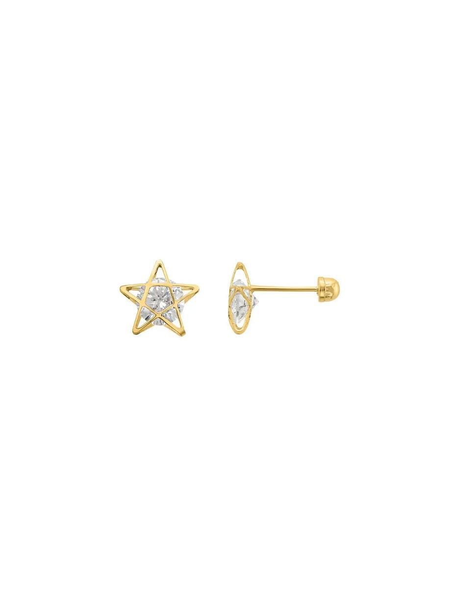 Broqueles de estrella de oro amarillo con acabado brillante Broqueles de estrella de oro amarillo con acabado brillante