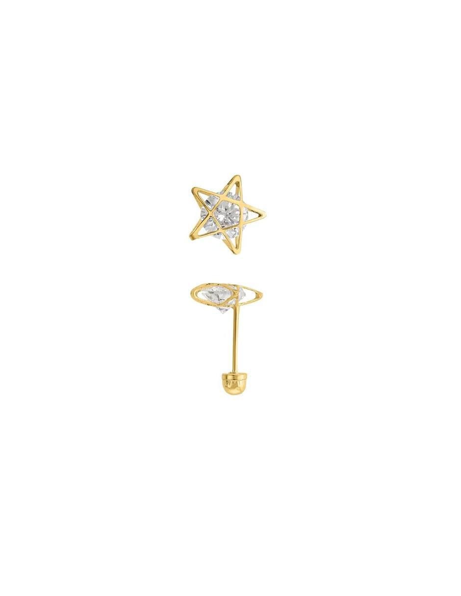Broqueles de estrella de oro amarillo con acabado brillante 2