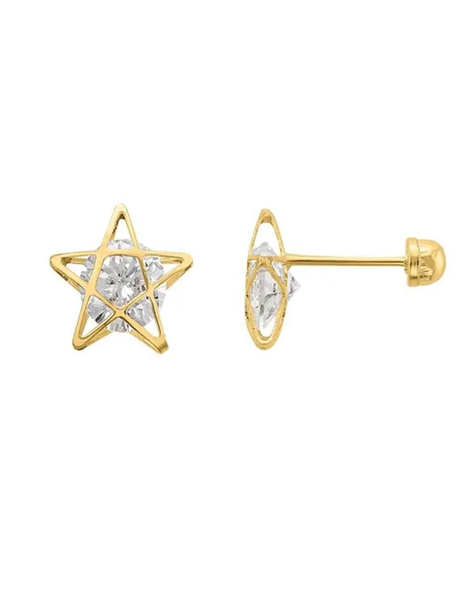 Broqueles de estrella de oro amarillo con acabado brillante 3