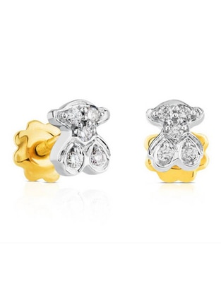 Broqueles Tous de oro blanco con acabado lustre diamante