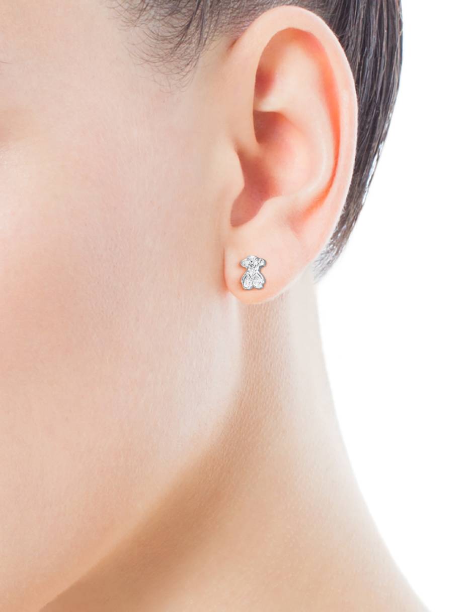 Broqueles Tous de oro blanco con acabado lustre diamante