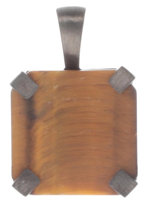 Dije cuadrada de plata ojo de tigre 1