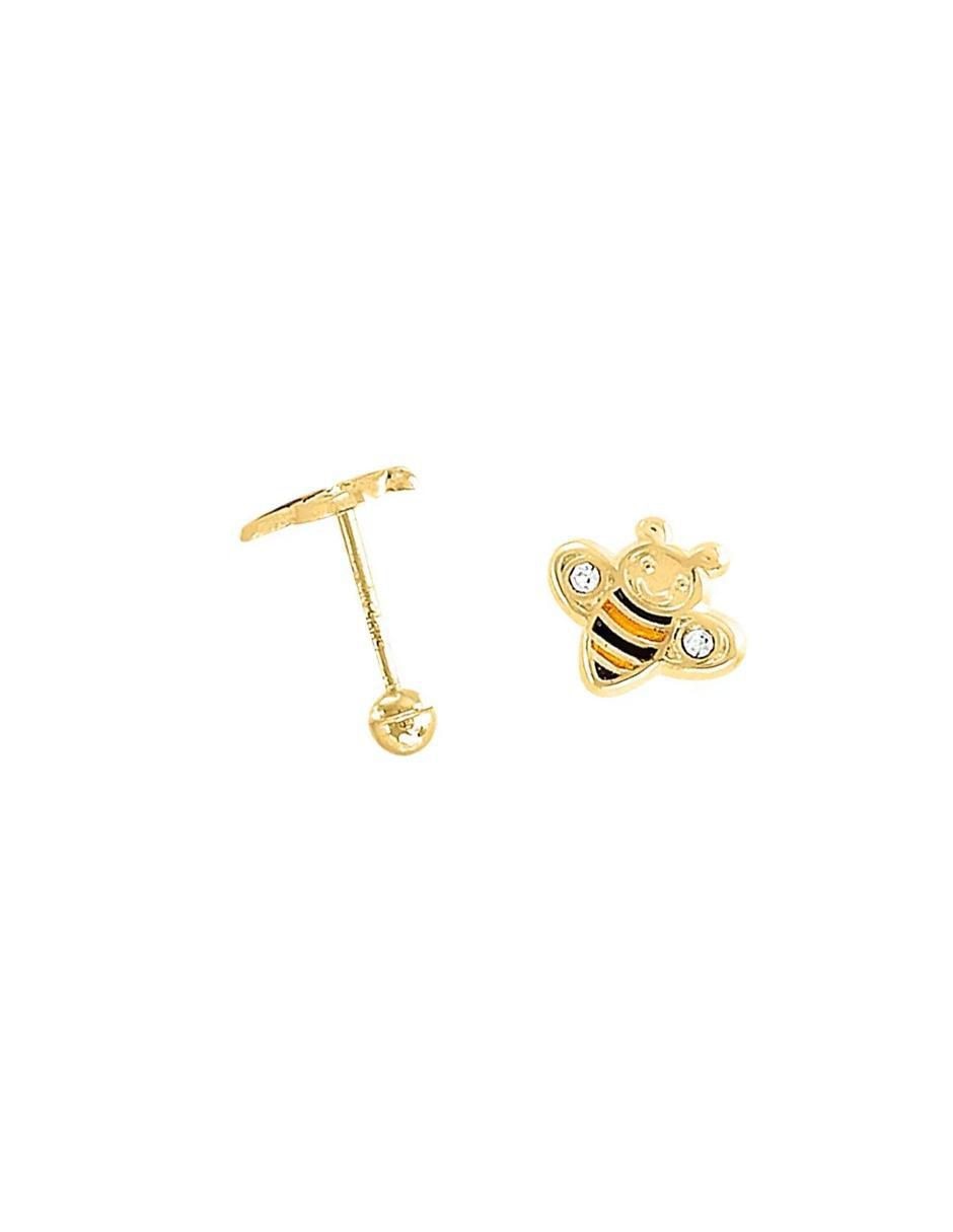 Broqueles de abeja de oro amarillo con acabado brillante 2
