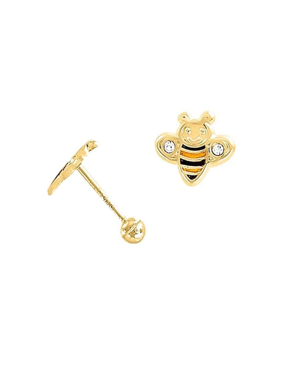Broqueles de abeja de oro amarillo con acabado brillante 3