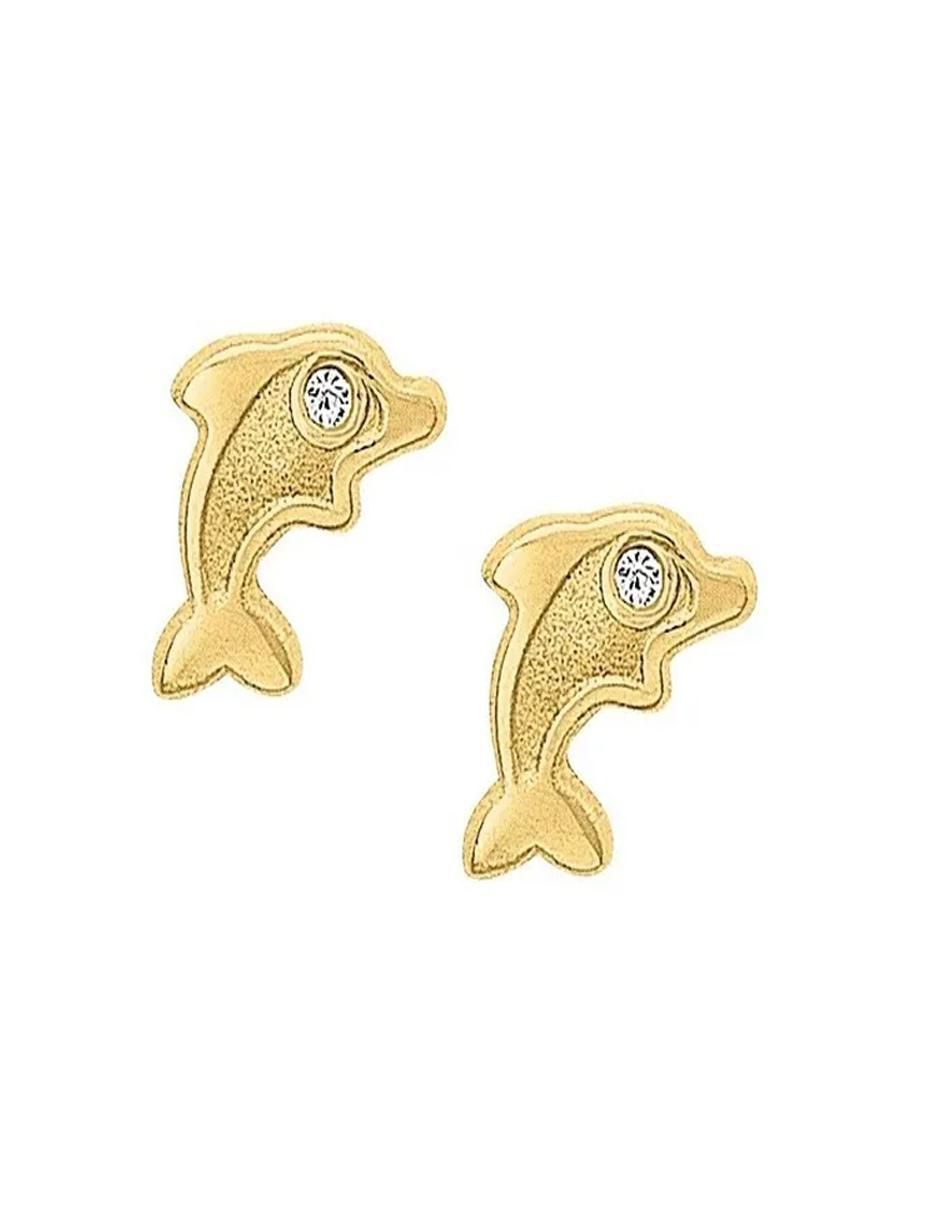 Broqueles de delfín de oro con acabado brillante 3