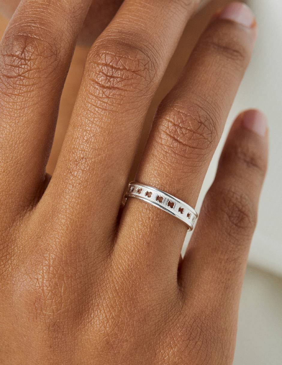 Anillo de oso Tous Bear row de plata brillante