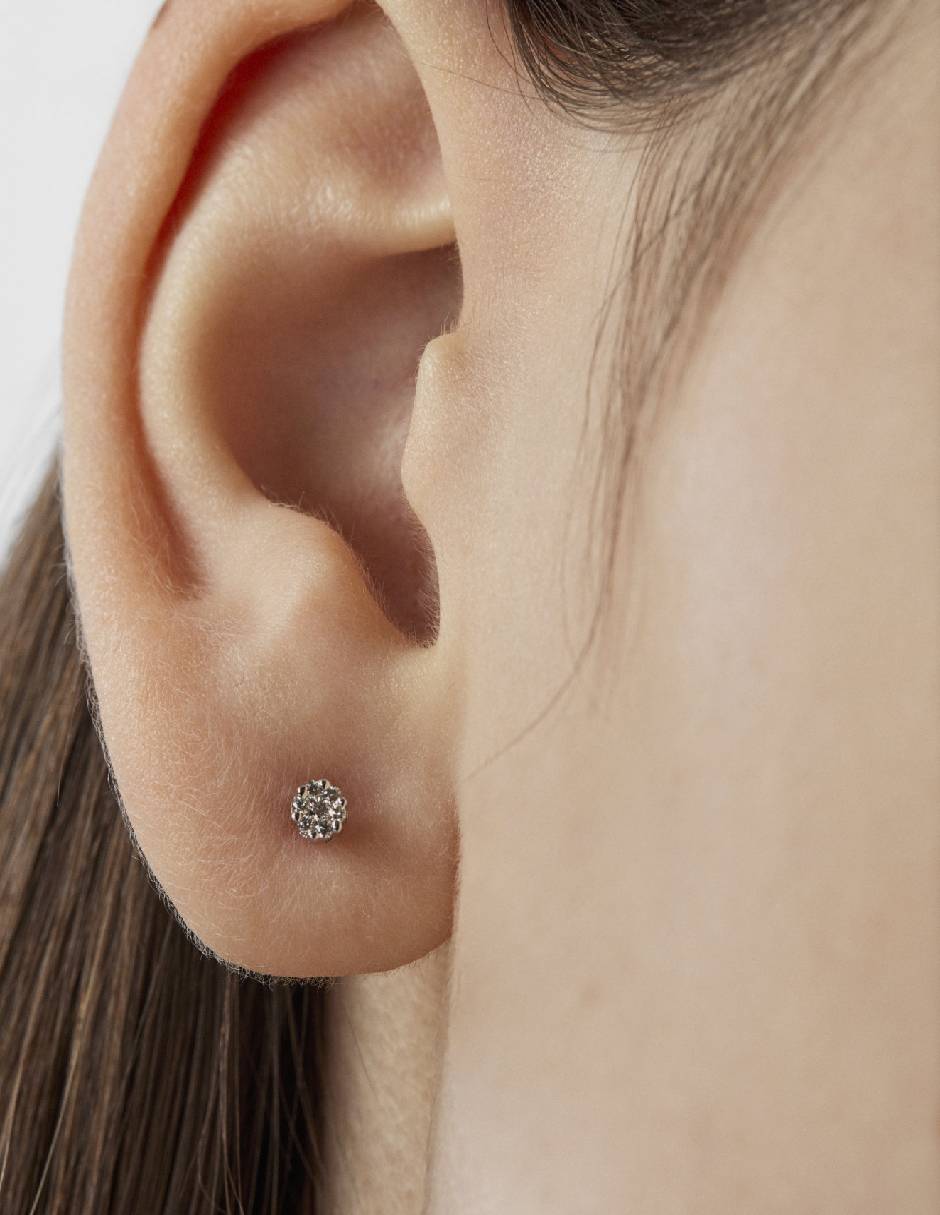 Broqueles redondos Tous Diamonds de oro blanco con acabado diamantado diamante