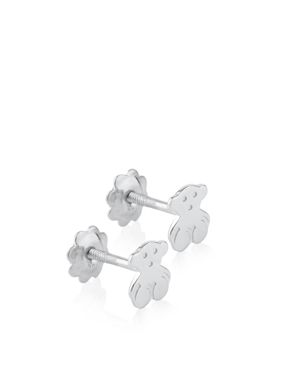 Broqueles de oso tous de oro blanco p 925 con acabado lustre