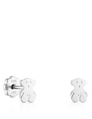 Broqueles de oso tous de oro blanco p 925 con acabado lustre