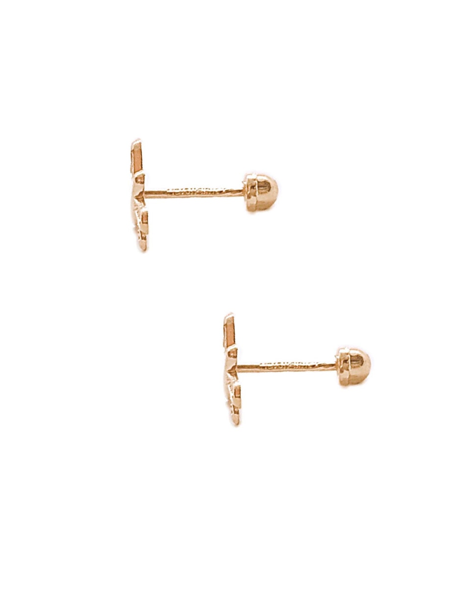 Broqueles de libélula de oro amarillo 14 K con acabado martillado