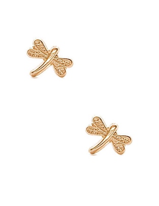 Broqueles de libélula de oro amarillo 14 K con acabado martillado 1