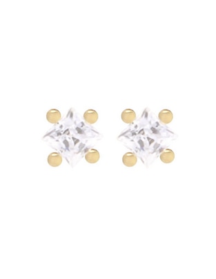 Broqueles Roca de oro con acabado pavé zirconia